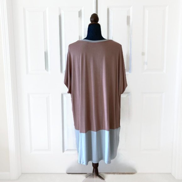 LOGO lori goldstein womens color block knit stretch top brown mint 3X pockets - Picture 4 of 9